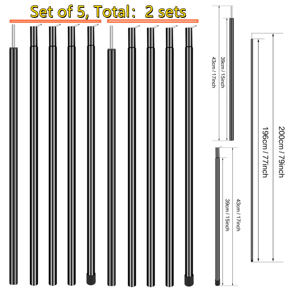 Set of 2 Adjustable Tarp Poles for Shelter . Comes With Pegs & Ropes