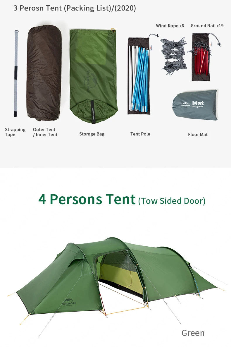 Naturehike Extended Camping Tunnel Tent Waterproof