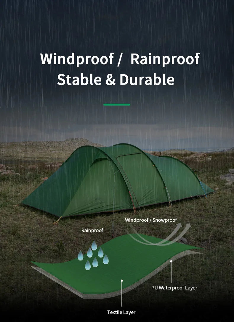 Naturehike Extended Camping Tunnel Tent Waterproof