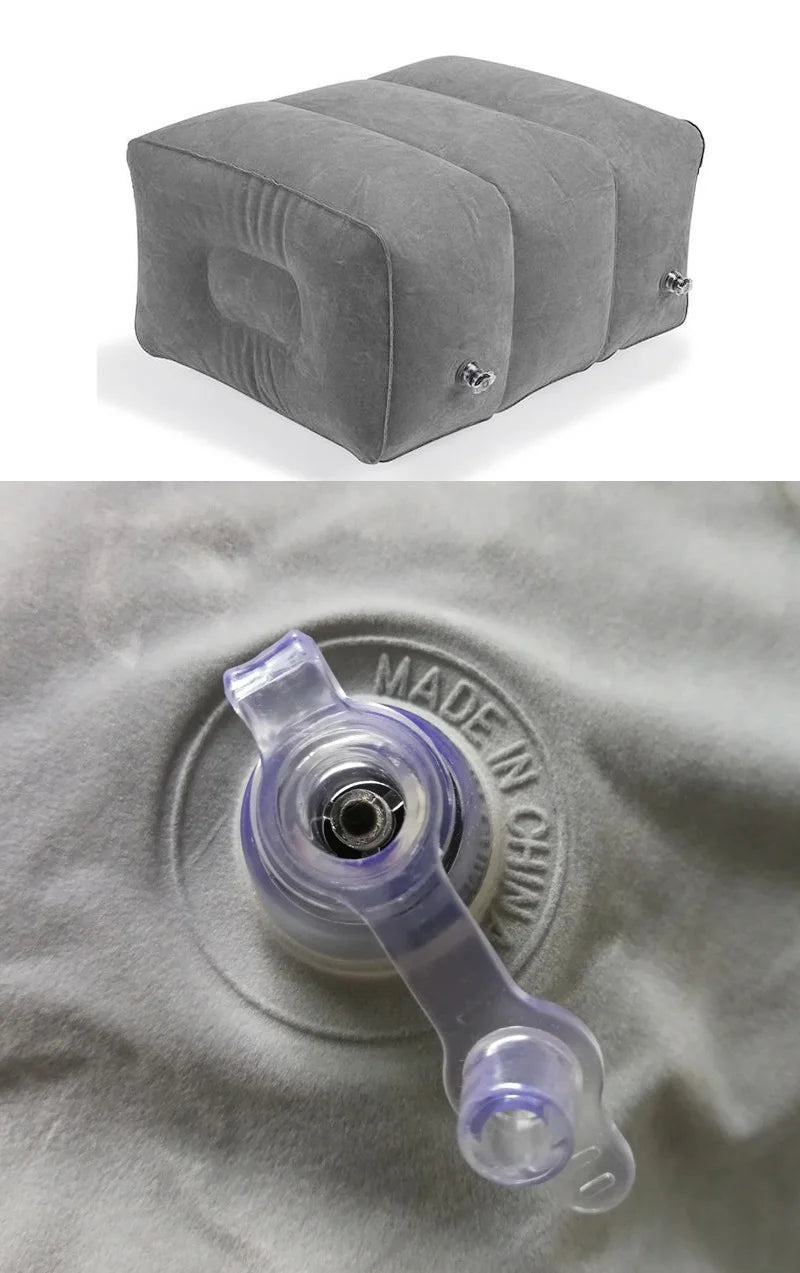 Inflatable Foot / Leg Rest. 2 Compartments, Also Extends plane Seat into Small Child's Bed