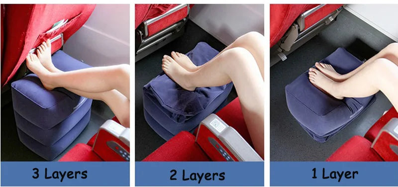 Inflatable Foot / Leg Rest. 2 Compartments, Also Extends plane Seat into Small Child's Bed