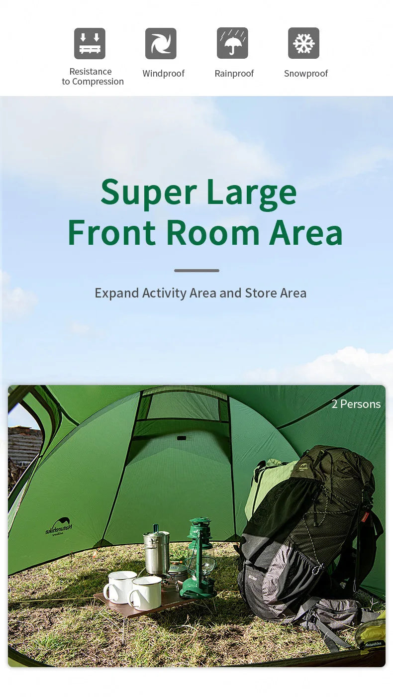 Naturehike Extended Camping Tunnel Tent Waterproof