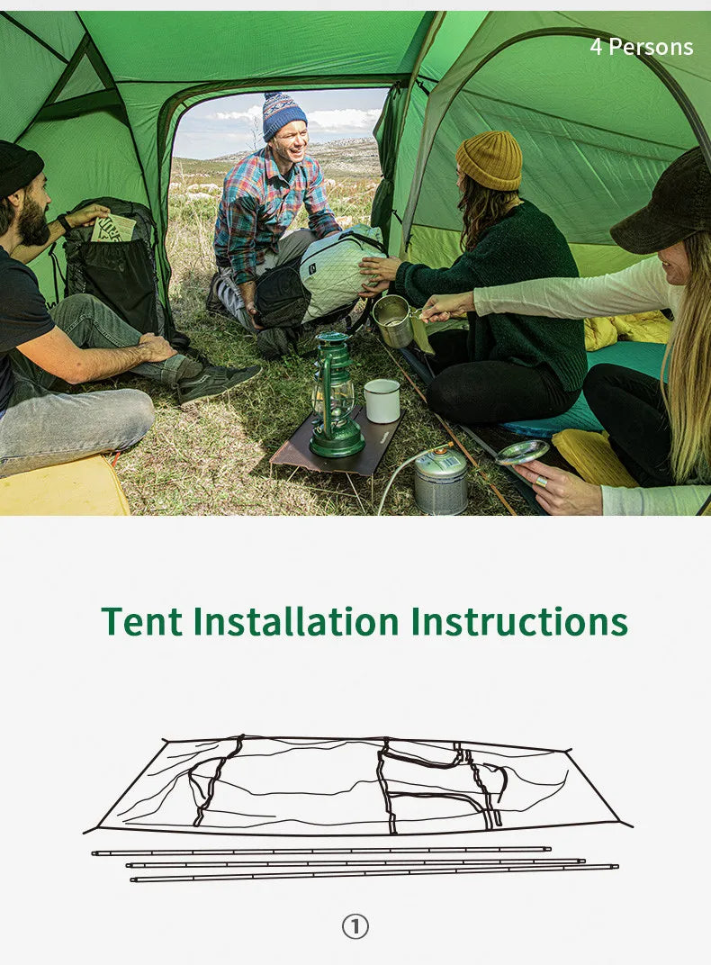 Naturehike Extended Camping Tunnel Tent Waterproof