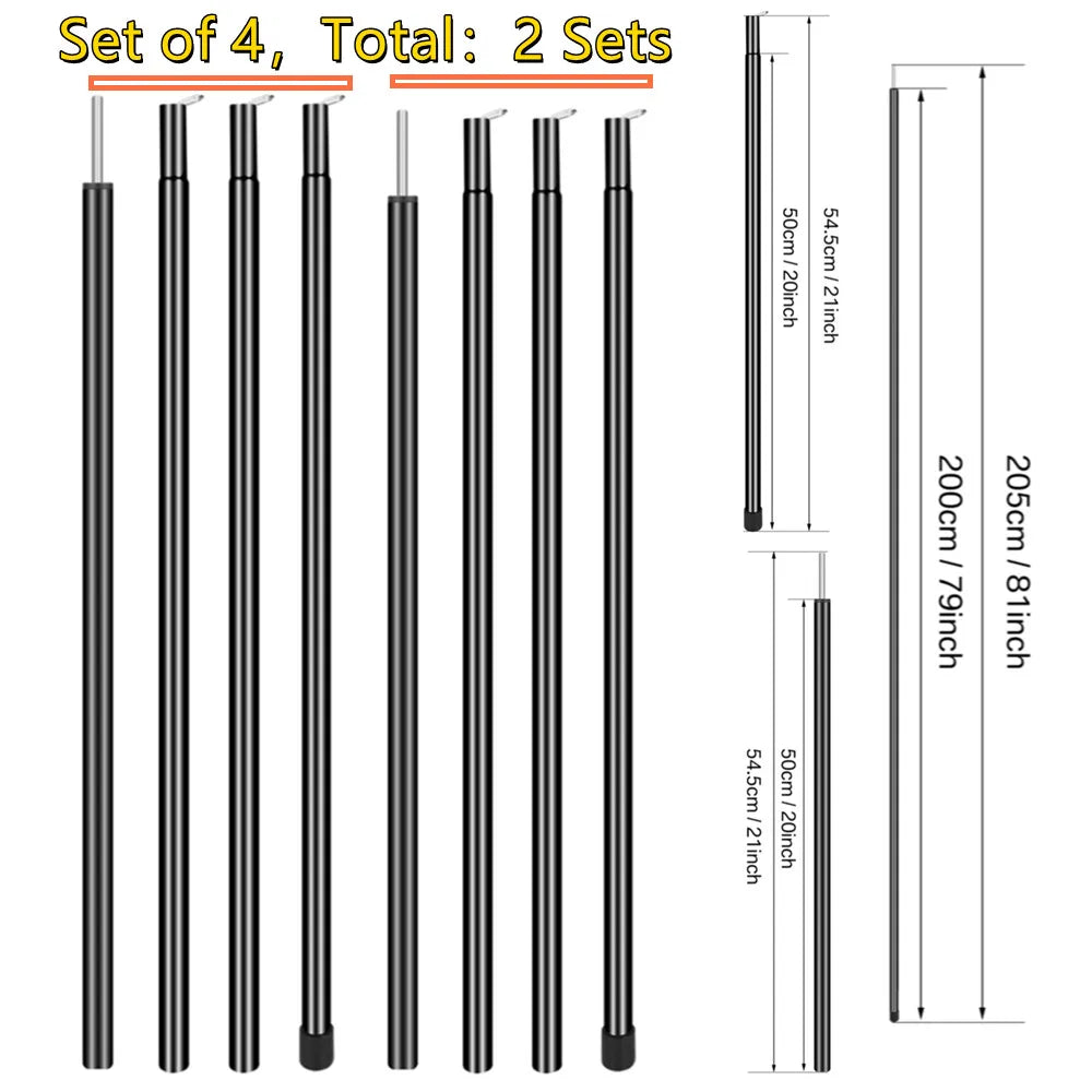 Set of 2 Adjustable Tarp Poles for Shelter . Comes With Pegs & Ropes