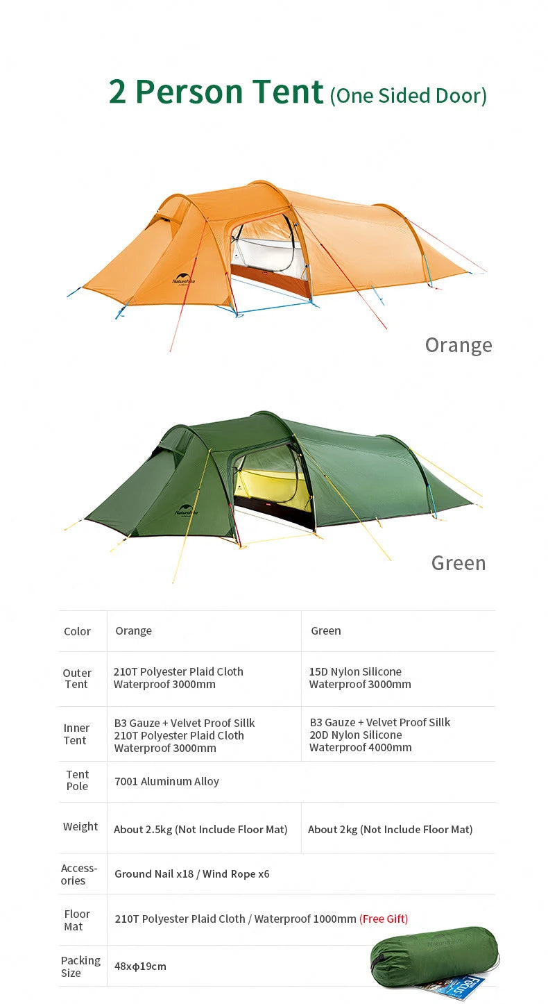 Naturehike Extended Camping Tunnel Tent Waterproof