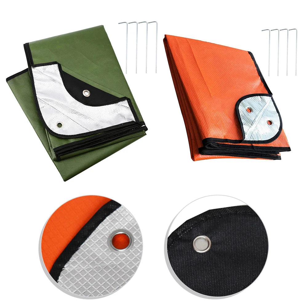 For Camping For Hiking Survival Blanket Outdoor Camping Reflective Tarp 4 Corner Tie Holes Heat Reflective Film