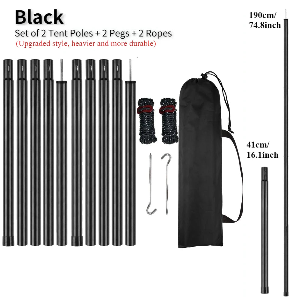 Set of 2 Adjustable Tarp Poles for Shelter . Comes With Pegs & Ropes