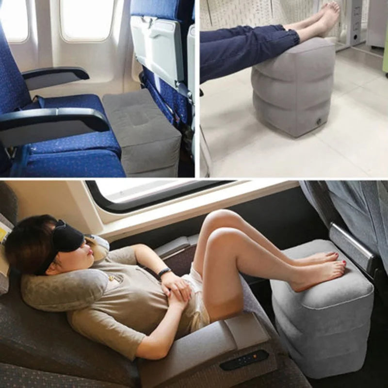 Inflatable Foot / Leg Rest. 2 Compartments, Also Extends plane Seat into Small Child's Bed