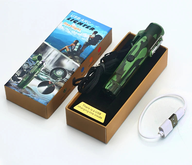 Plasma Lighter With Flashlight & Compass Waterproof and Windproof