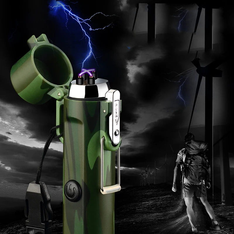 Plasma Lighter With Flashlight & Compass Waterproof and Windproof