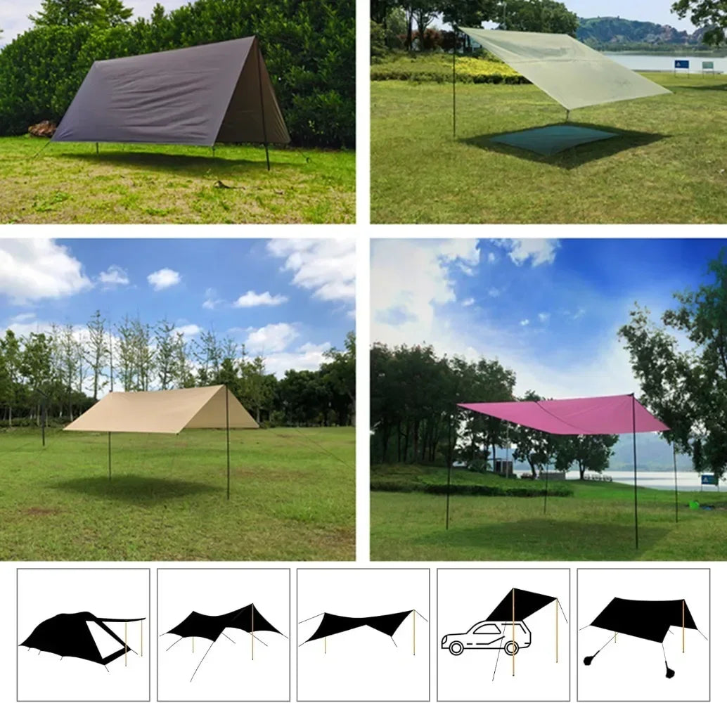 Set of 2 Adjustable Tarp Poles for Shelter . Comes With Pegs & Ropes