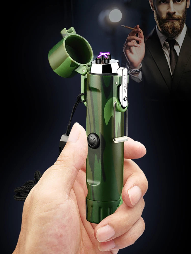 Plasma Lighter With Flashlight & Compass Waterproof and Windproof