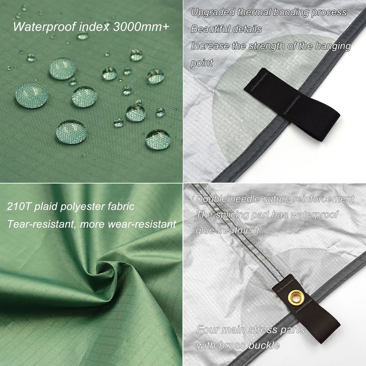 Waterproof Tent Tarp 19 Hang Points Survival Tent Outdoor Camping Tactical Sun Shelter 4x4 3x4 3x3 Lightweight Sunshade Awning
