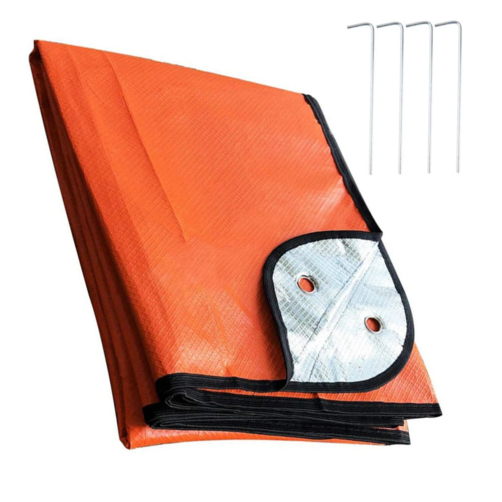 For Camping For Hiking Survival Blanket Outdoor Camping Reflective Tarp 4 Corner Tie Holes Heat Reflective Film