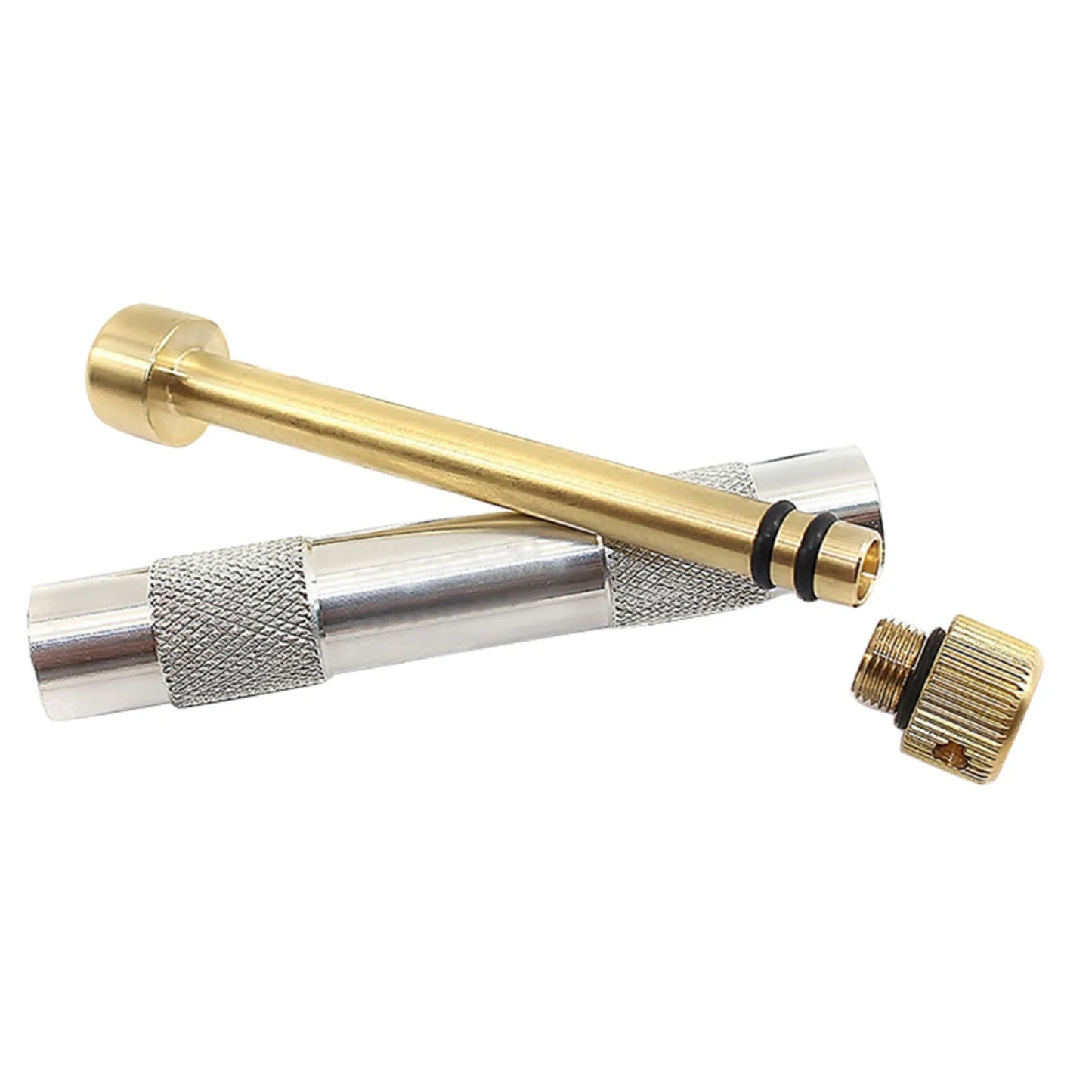 Portable Compression Fire Tube Metal Fire Starting Tool.