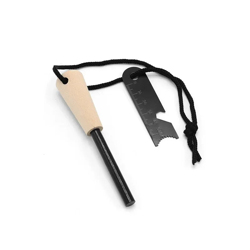 Portable Outdoor Magnesium fire starter and metal striker.