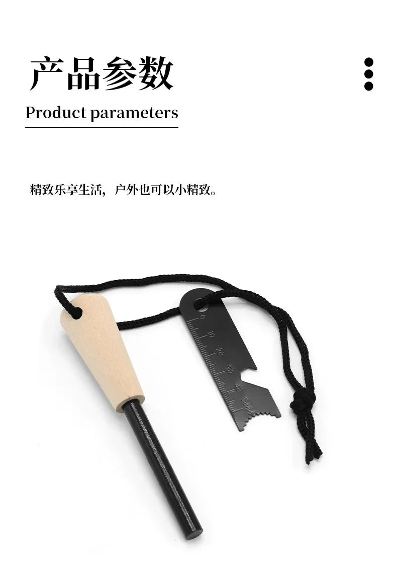 Portable Outdoor Magnesium fire starter and metal striker.