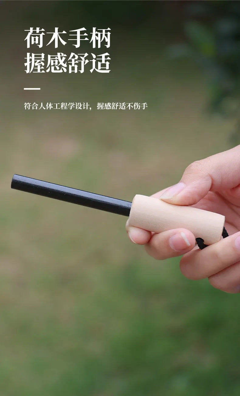 Portable Outdoor Magnesium fire starter and metal striker.