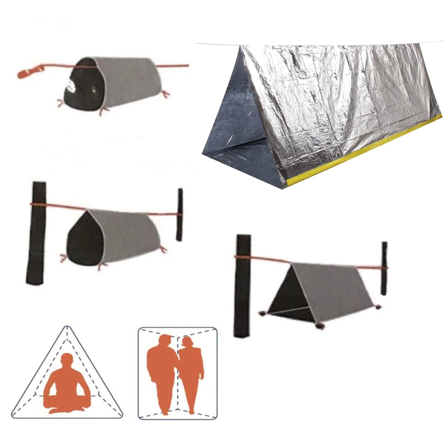 Portable First Aid Tent for 2 People - Waterproof, Windproof Emergency Shelter with Mylar Blanket - Ideal for Camping