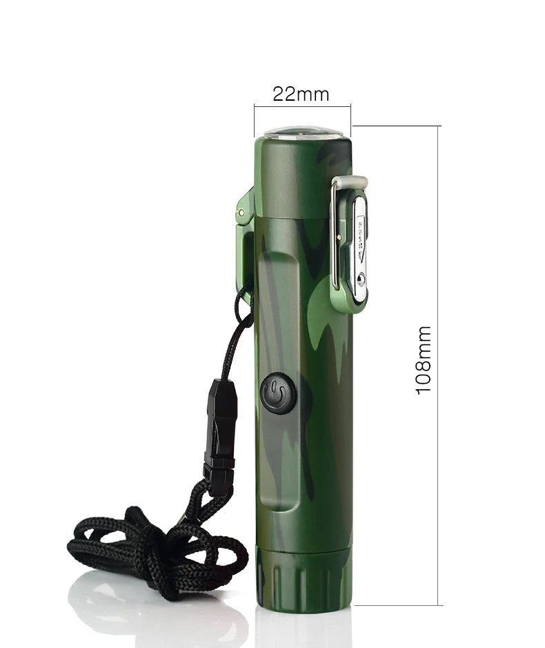 Plasma Lighter With Flashlight & Compass Waterproof and Windproof