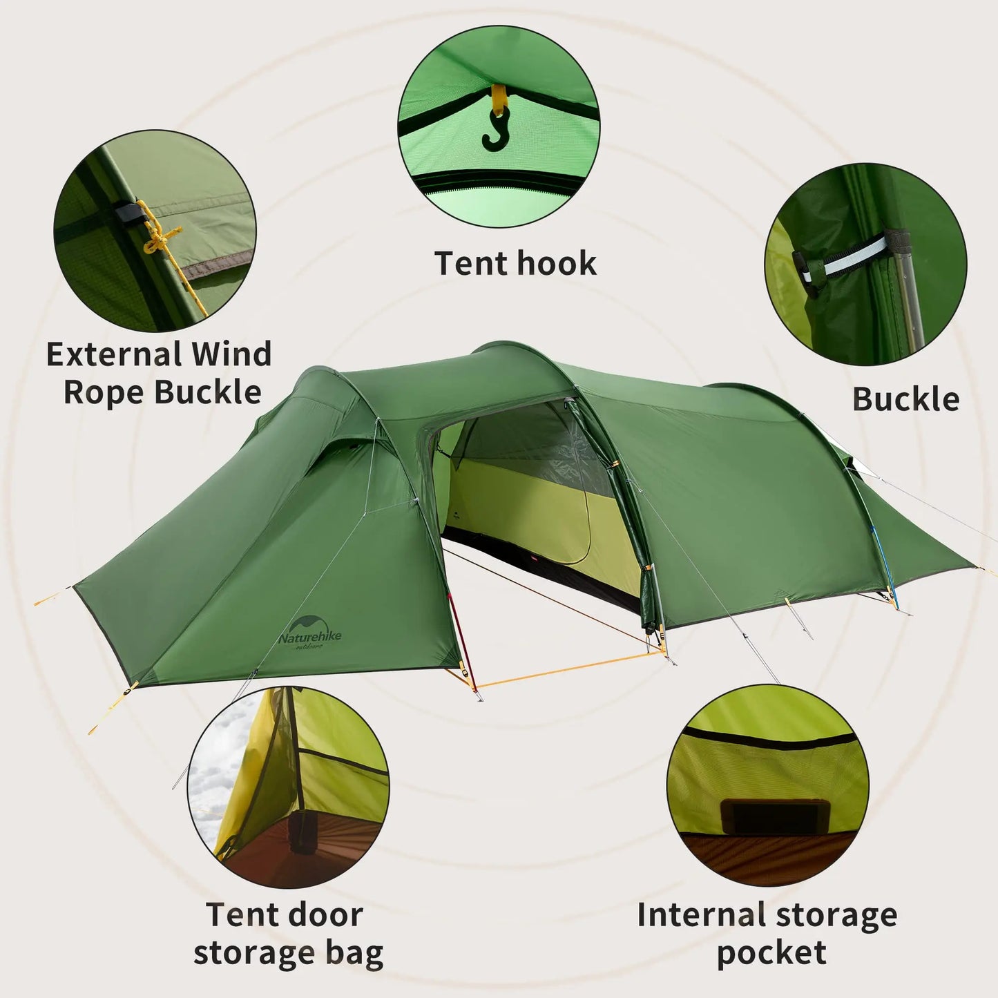 Naturehike Extended Camping Tunnel Tent Waterproof