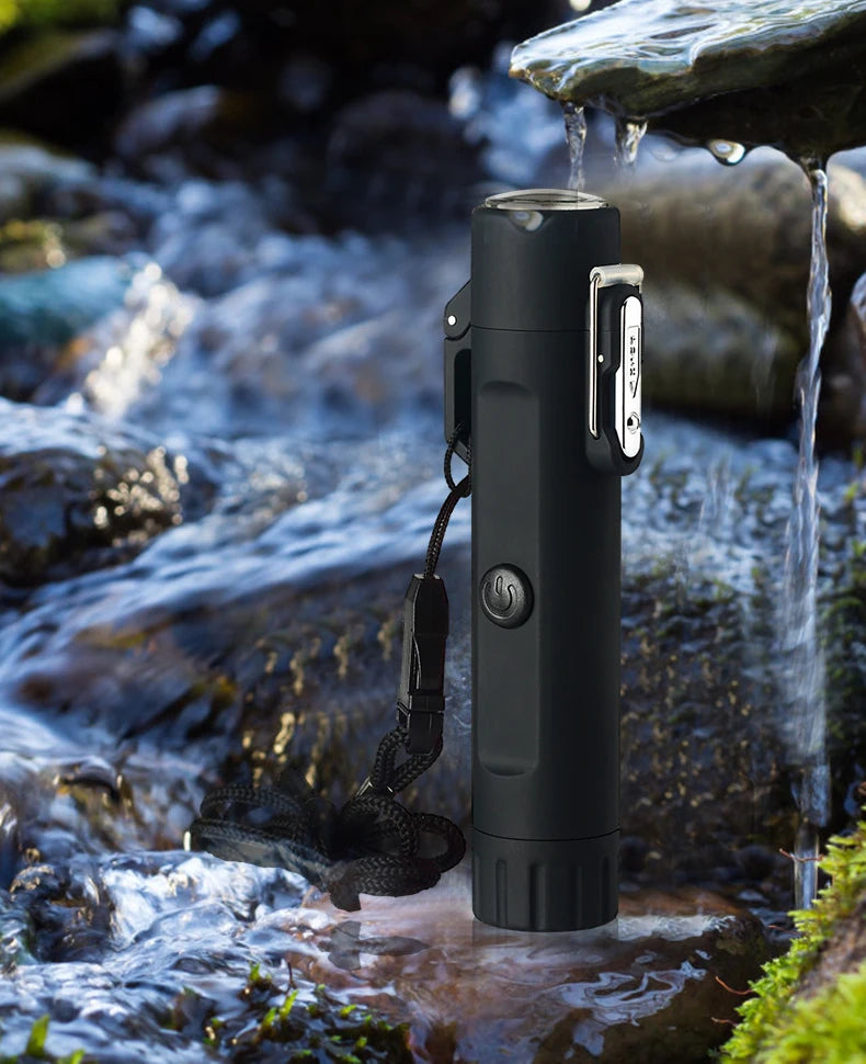Plasma Lighter With Flashlight & Compass Waterproof and Windproof