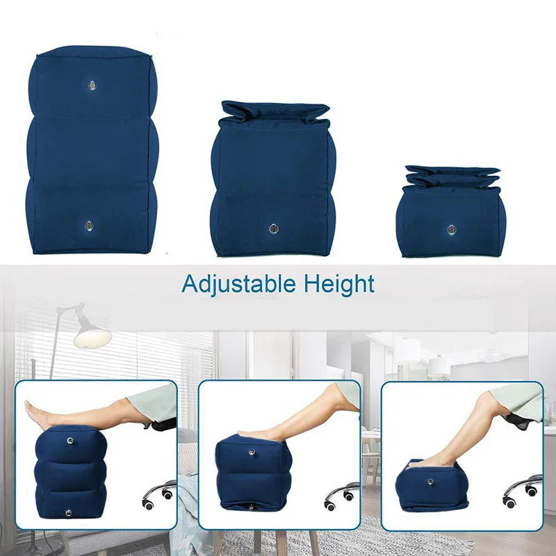 Inflatable Foot / Leg Rest. 2 Compartments, Also Extends plane Seat into Small Child's Bed