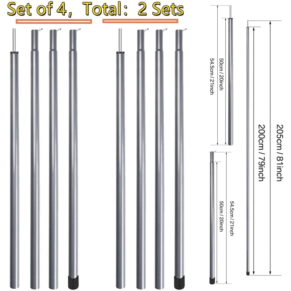 Set of 2 Adjustable Tarp Poles for Shelter . Comes With Pegs & Ropes