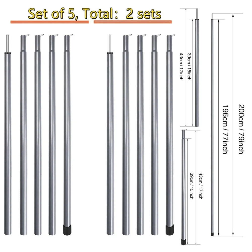 Set of 2 Adjustable Tarp Poles for Shelter . Comes With Pegs & Ropes