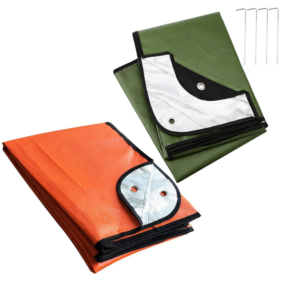 For Camping For Hiking Survival Blanket Outdoor Camping Reflective Tarp 4 Corner Tie Holes Heat Reflective Film
