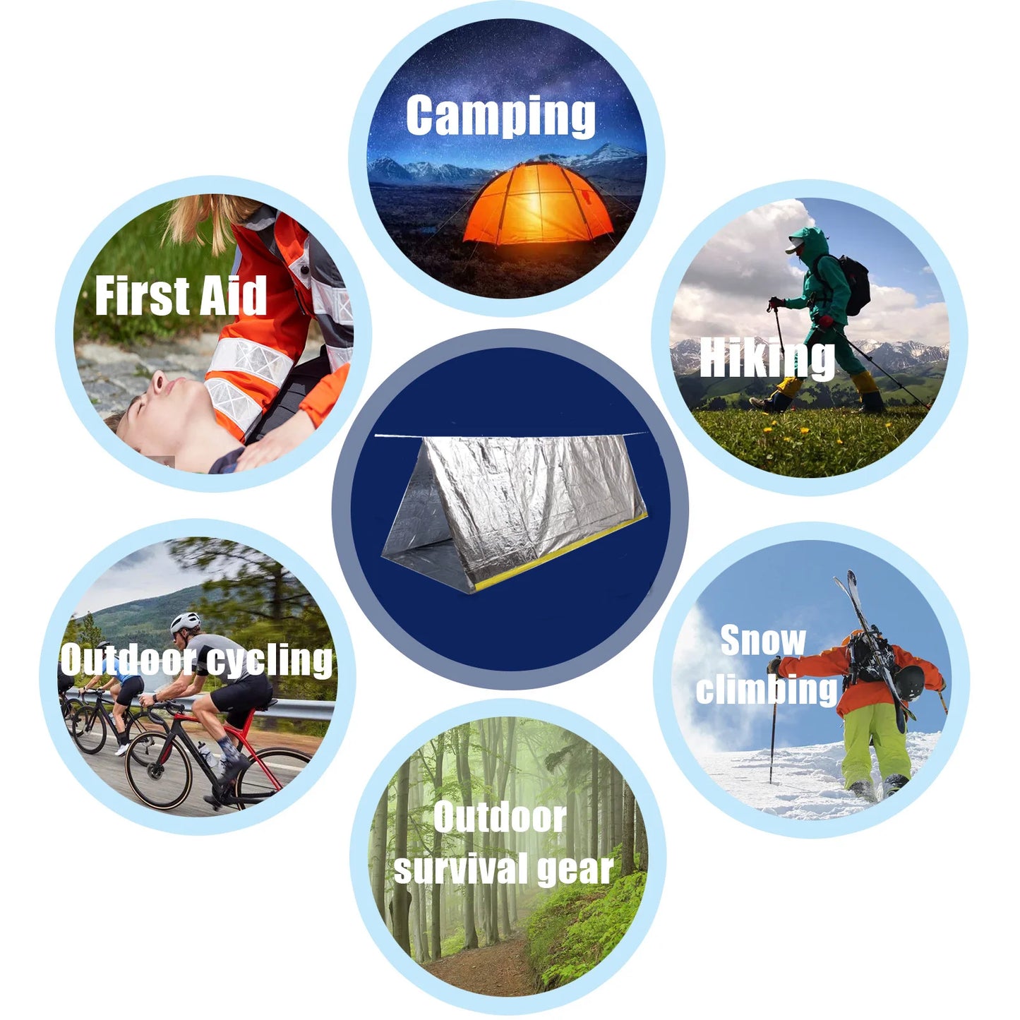 Portable First Aid Tent for 2 People - Waterproof, Windproof Emergency Shelter with Mylar Blanket - Ideal for Camping