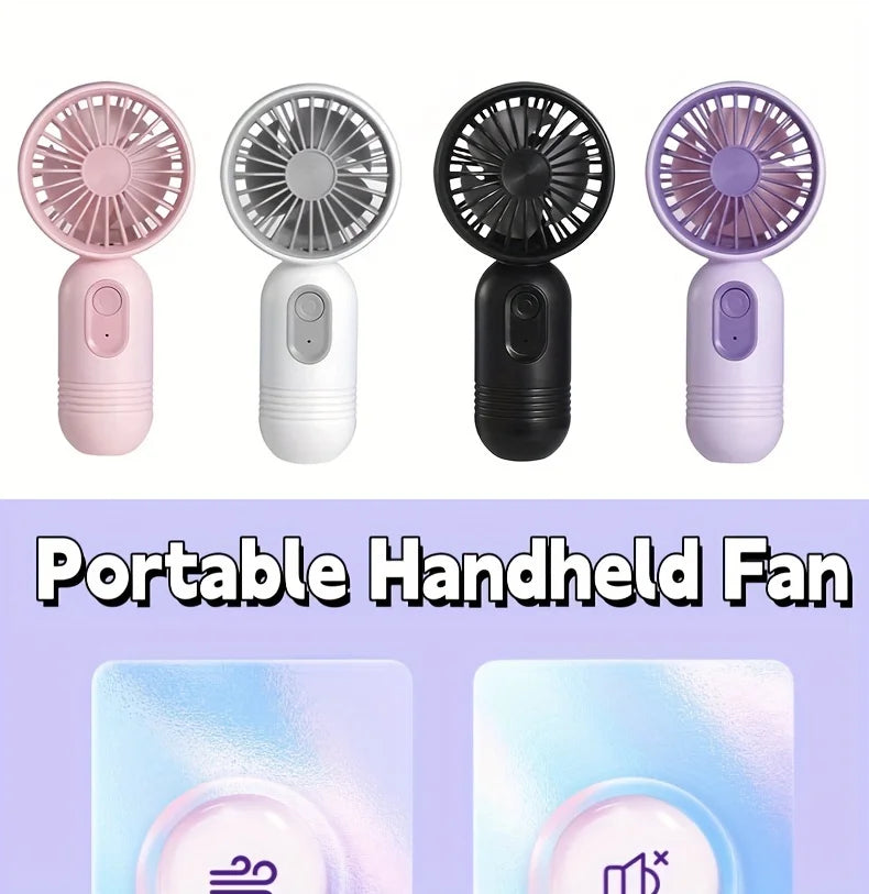 Mini portable handheld fan, USB charging, 3-speed
