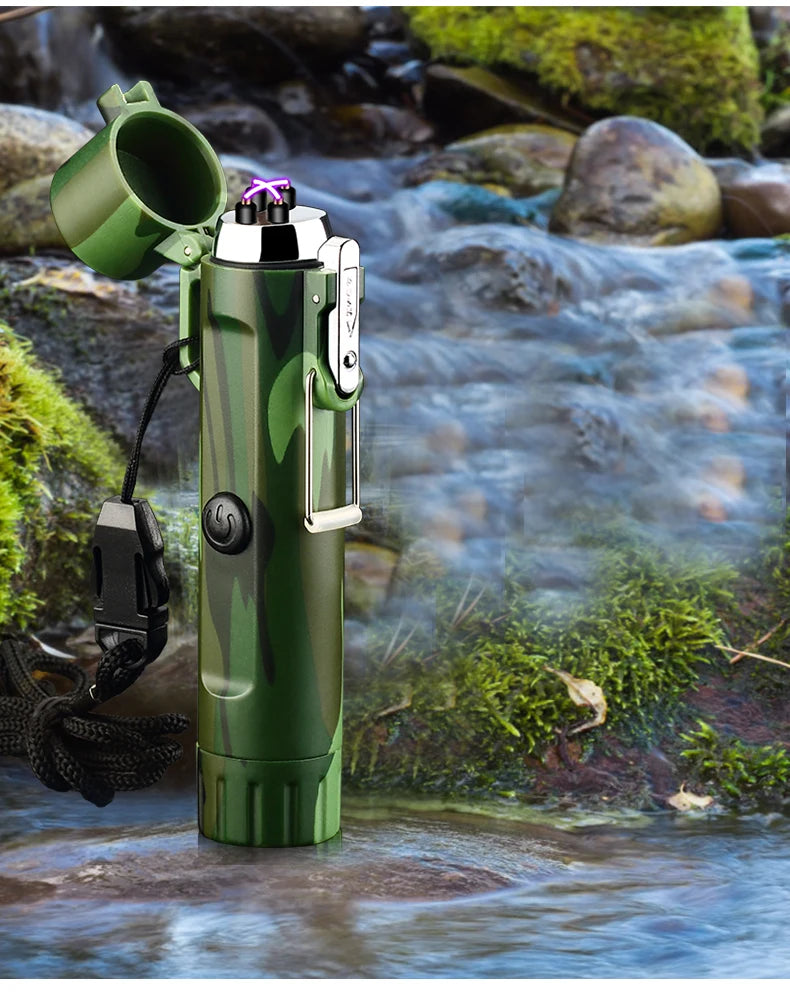 Plasma Lighter With Flashlight & Compass Waterproof and Windproof