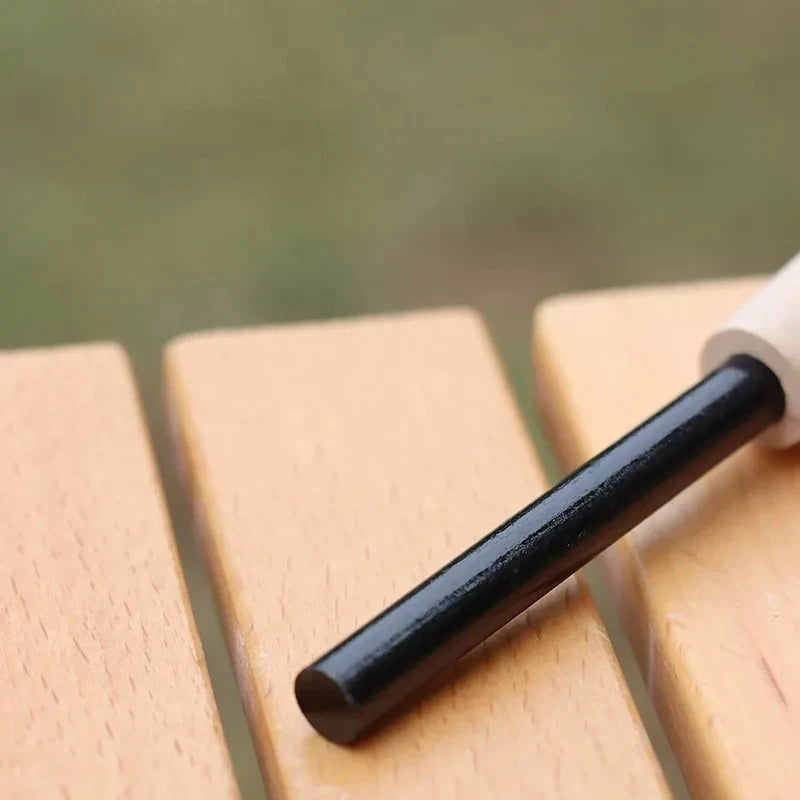 Portable Magnesium Fire Starter Stick with Wooden Handle for Camping. striker attached