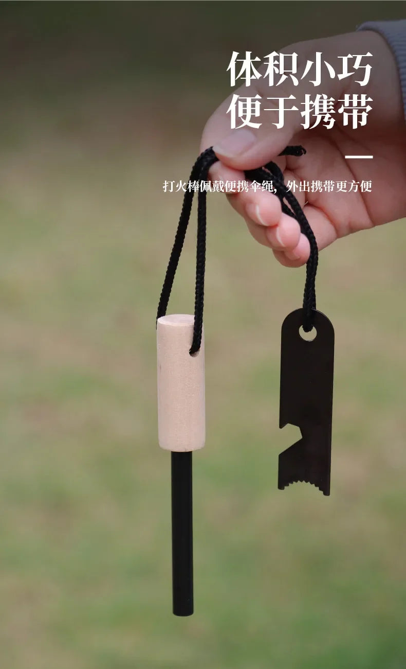 Portable Outdoor Magnesium fire starter and metal striker.