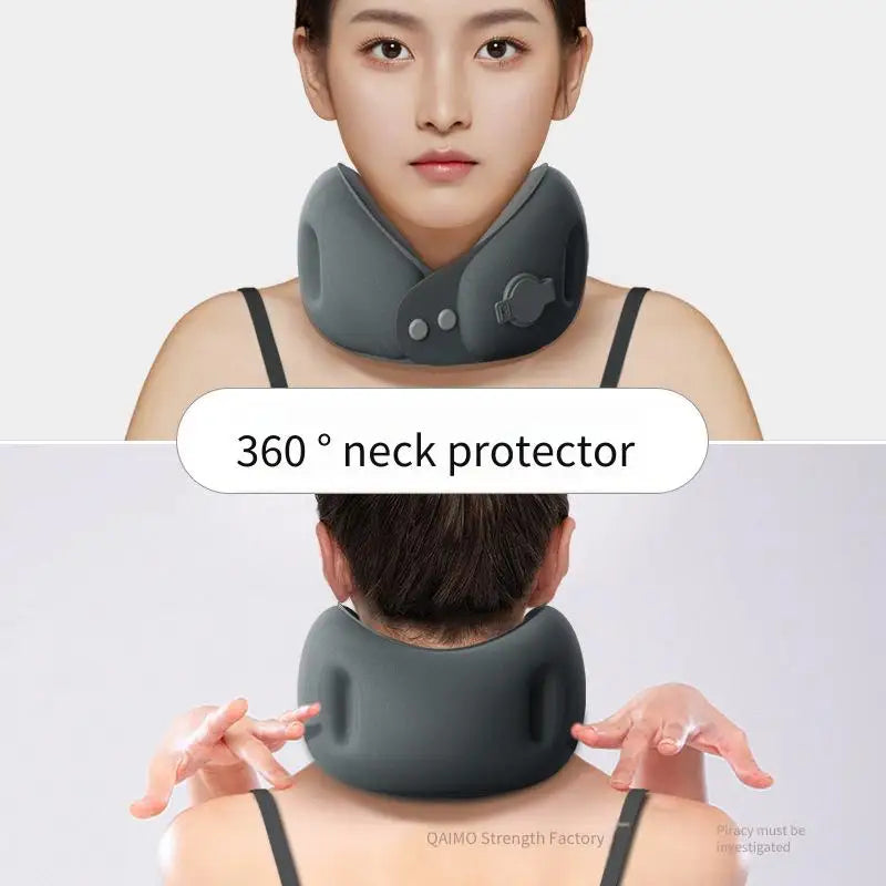 Soft Inflatable U-Shaped Travel Pillow For Airplane Car or Train. Compresses into small storage pouch