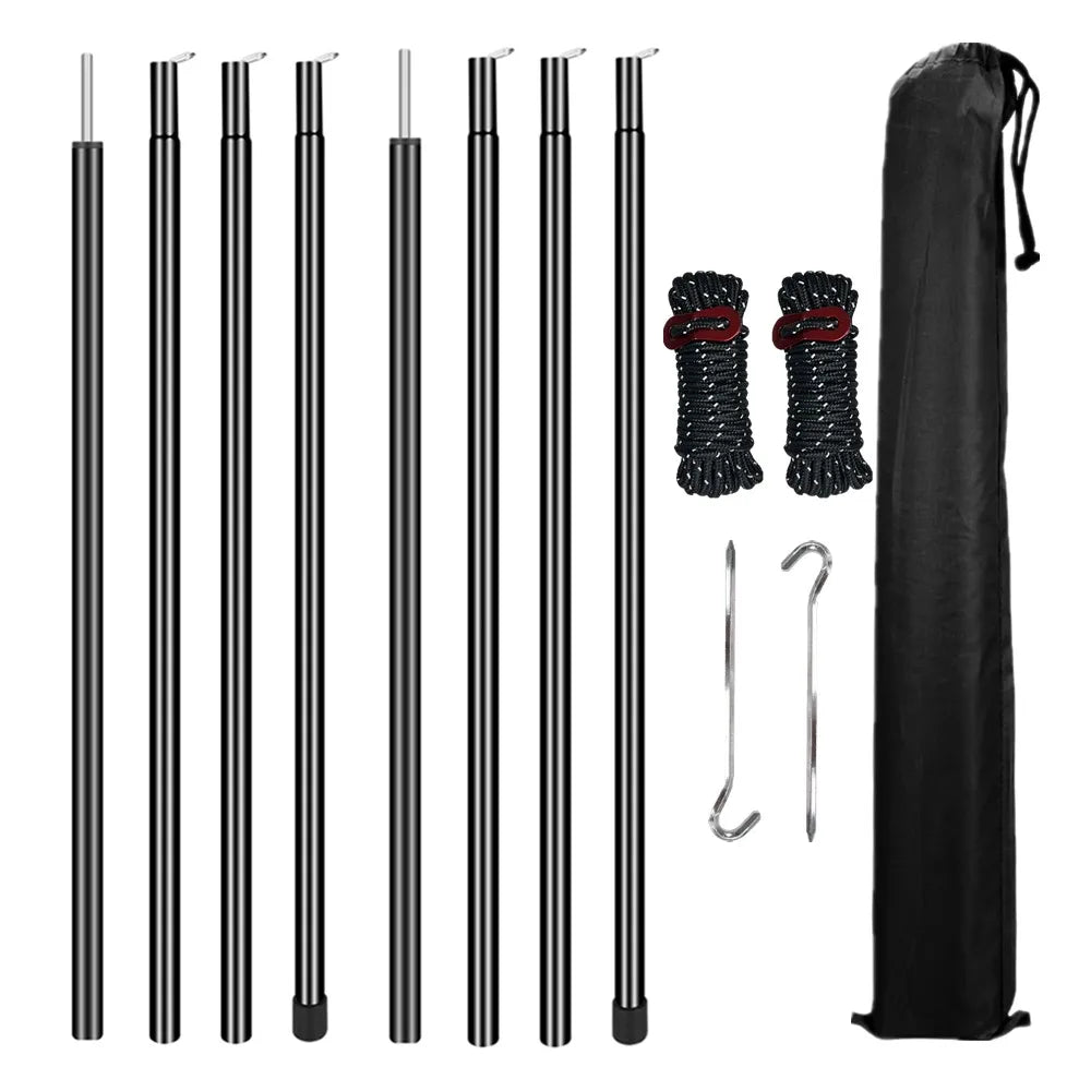 Set of 2 Adjustable Tarp Poles for Shelter . Comes With Pegs & Ropes