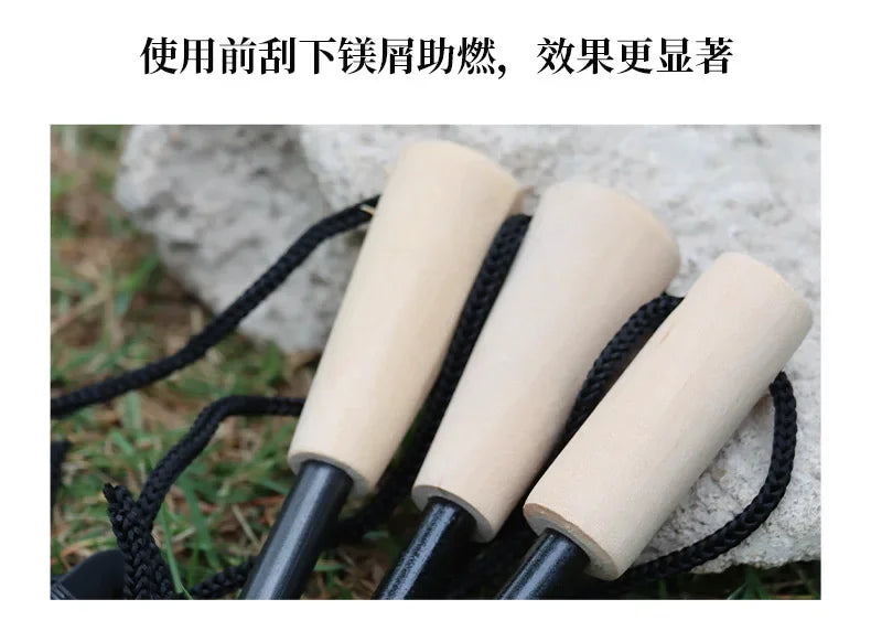 Portable Outdoor Magnesium fire starter and metal striker.