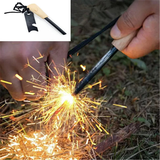 Portable Outdoor Magnesium fire starter and metal striker.