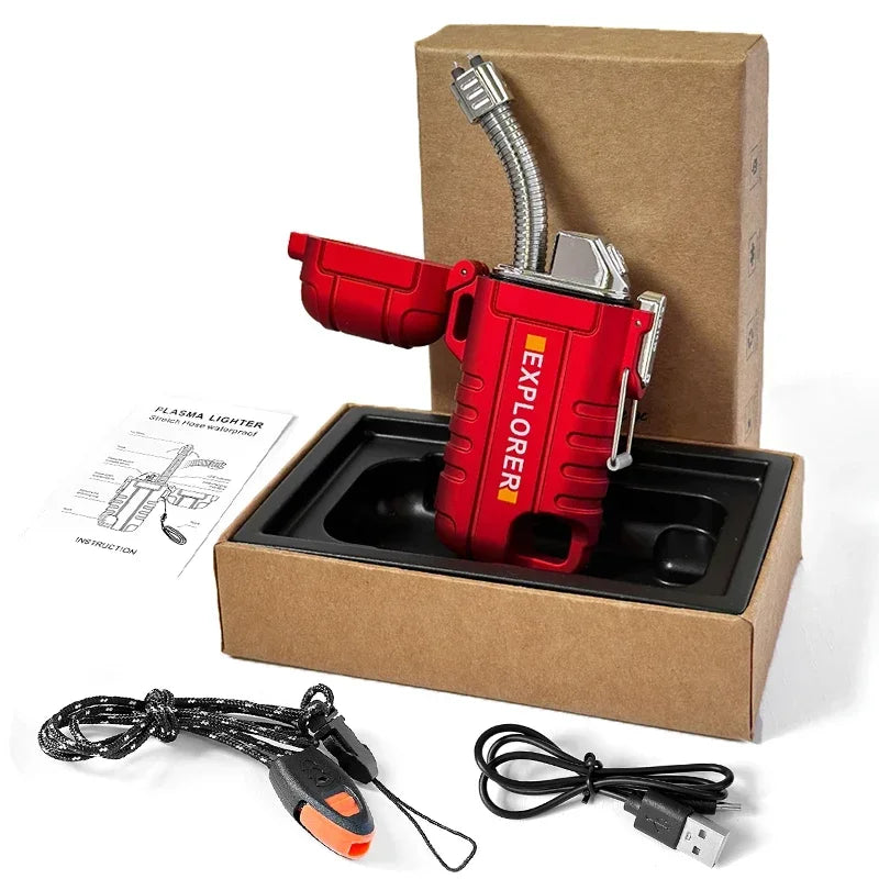 Waterproof Double Arc Lighter Rechargeable Windproof Plasma Lighter Outdoor Camping Flameless Smoking Accessories