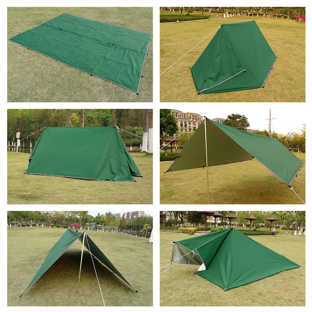 Camping Awning 19 Hang Points Tent Tarp Survival Sun Shelter Shade Canopy Outdoor Backpacking Tent Waterproof SunShade Trip