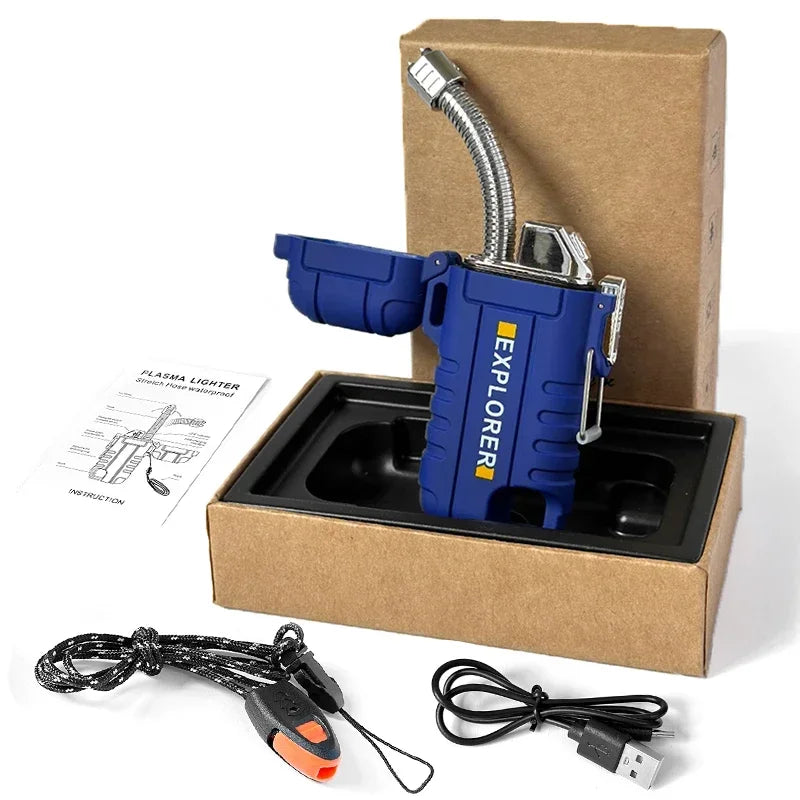 Waterproof Double Arc Lighter Rechargeable Windproof Plasma Lighter Outdoor Camping Flameless Smoking Accessories